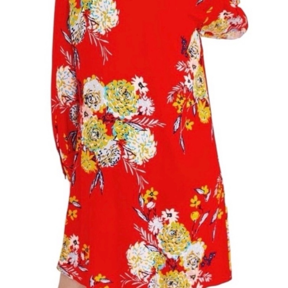 Zara Red Floral Button-Up Blouse - Picture 2 of 4